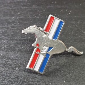 Ford Mustang Enamel Pin Silver Red White Blue Tri-Bar Pony Logo Pin Car Culture